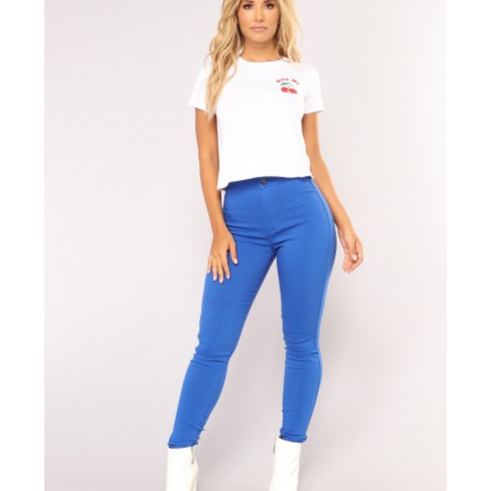 Fashion Nova Sunshine High Rise Royal Skinny Jeans - Picture 1 of 8
